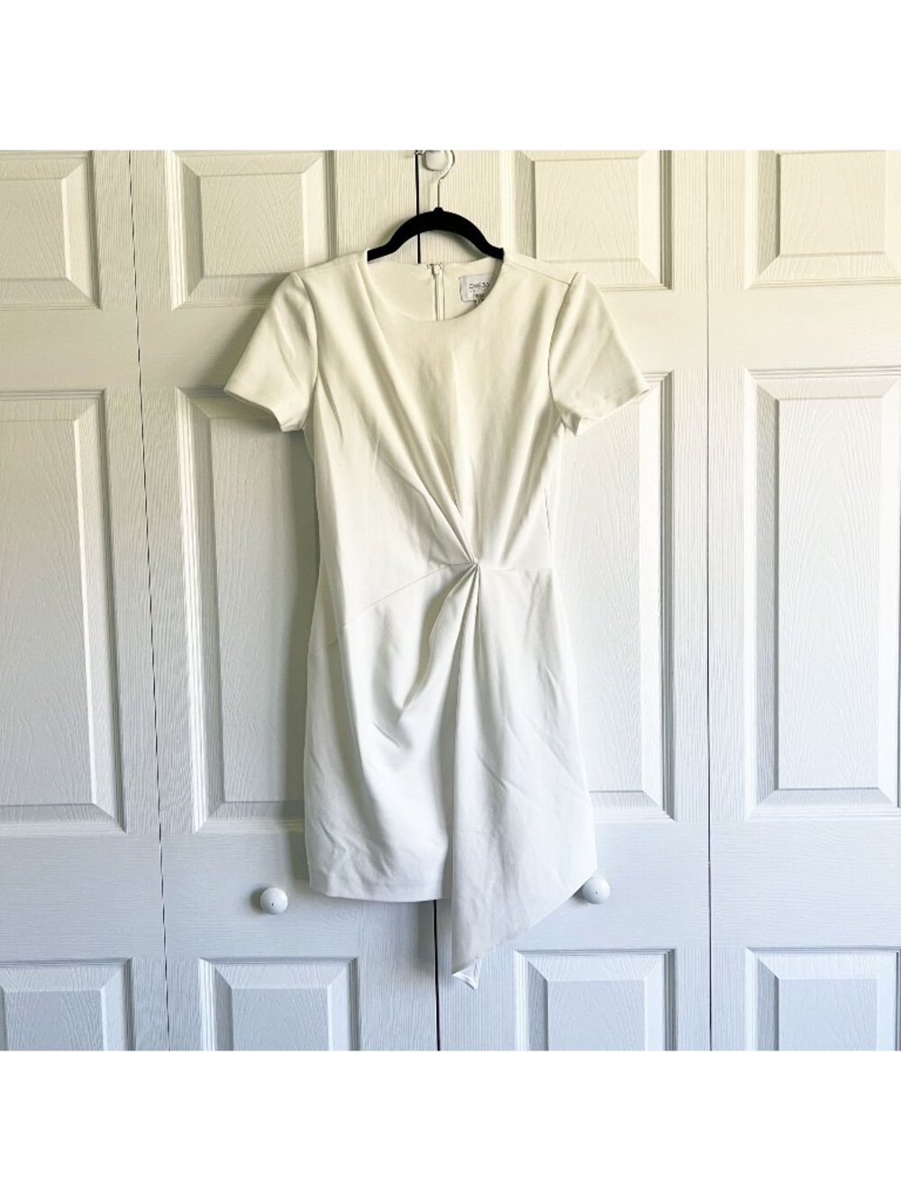 One33 Social White Crepe Twist Front Short Sleeve Mini Dress Women's Size 0